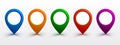 Set pin map marker pointer icon, GPS location flat symbol
